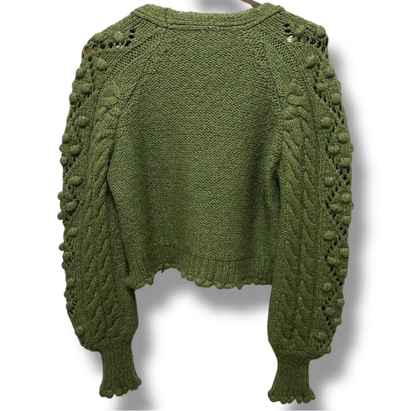 176 Dilvin | Turkey EUC Knit Bobble Olive Green Cable Cardigan Sweater (size M) - Picture 4 of 10